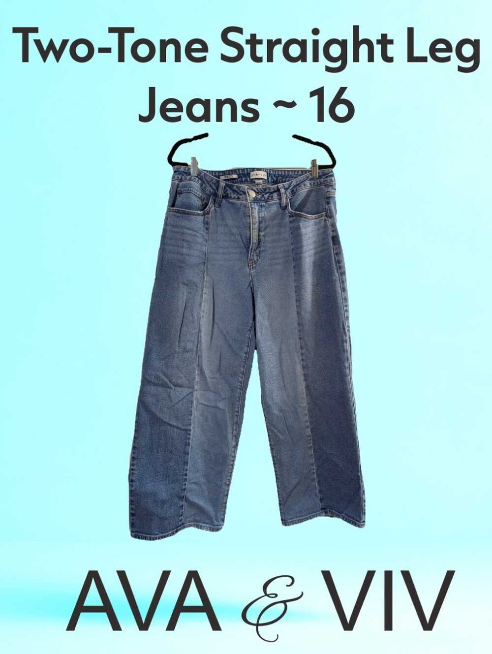 Two-tone High-Rise Straight Jeans